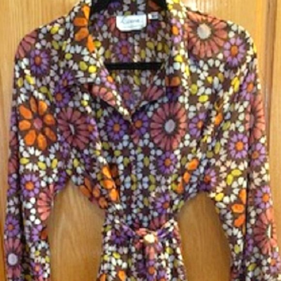 Linea Louis Dell'Olio Floral 2 Piece Skirt Set: Blouse & Pull-On Skirt w/ Belt L - Picture 3 of 8